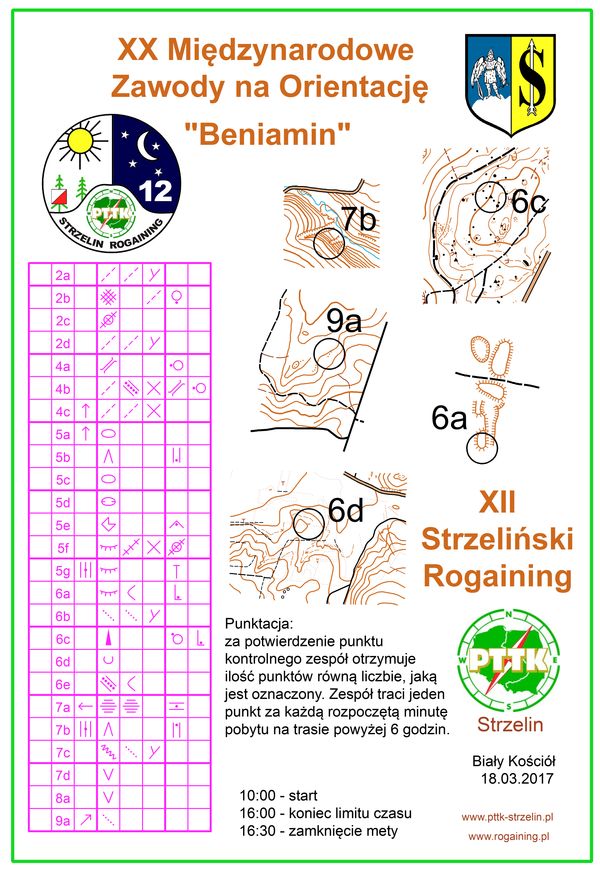 Zawody na Orientacj� 'Beniamin' - rogaining - Strzelin Bia�y Ko�ci�