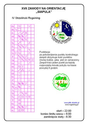 Zawody na Orientacj� 'Siapula' - rogaining - Strzelin